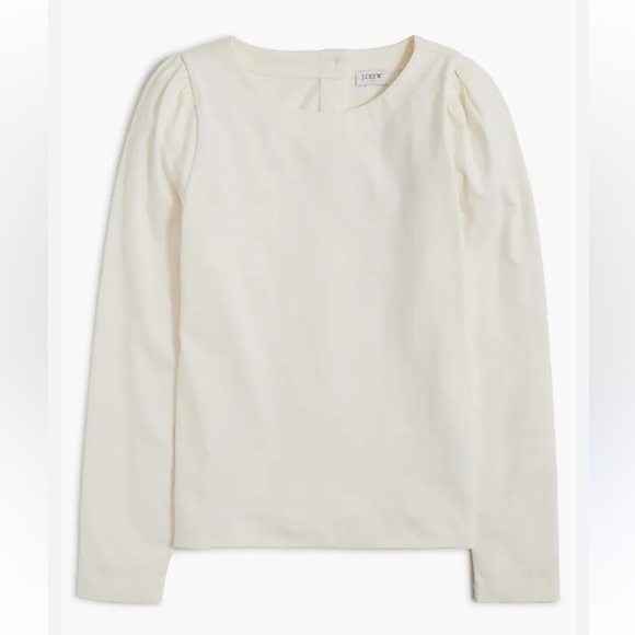 J Crew Factory Puff-sleeve gold button-back top in ivory size Small NEW - Picture 1 of 10